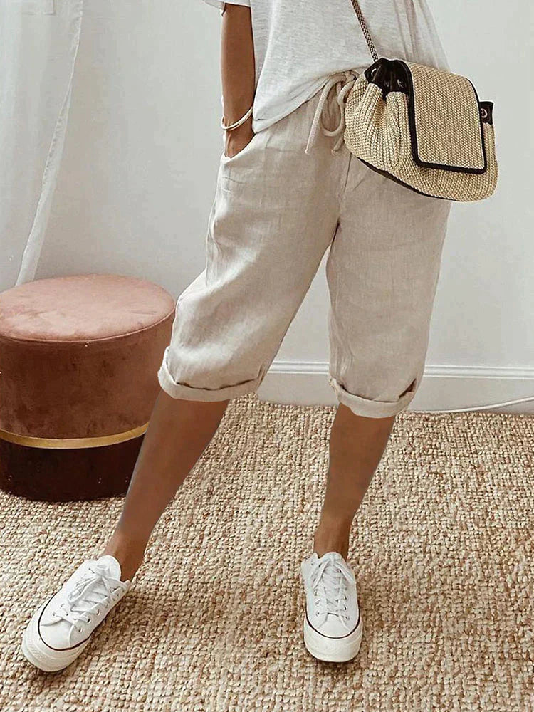 Linnen dames shorts met verstelbare taille – Emma