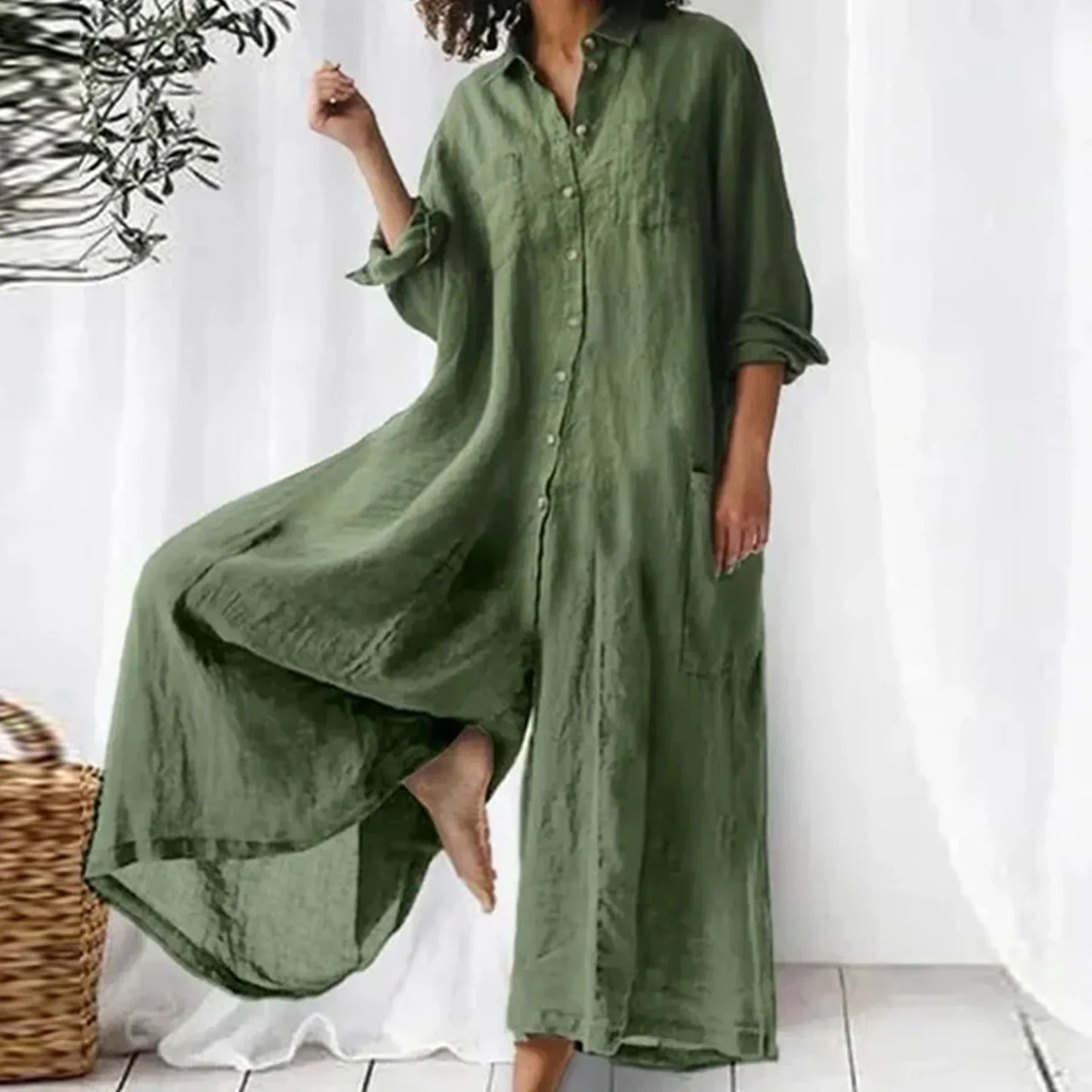 Linnen dames jumpsuit oversized stijlvol comfortabel – Rulani