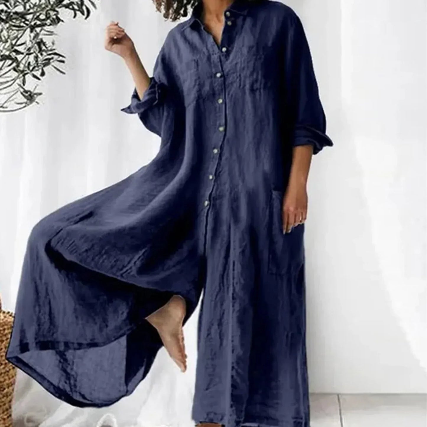 Linnen dames jumpsuit oversized stijlvol comfortabel – Rulani