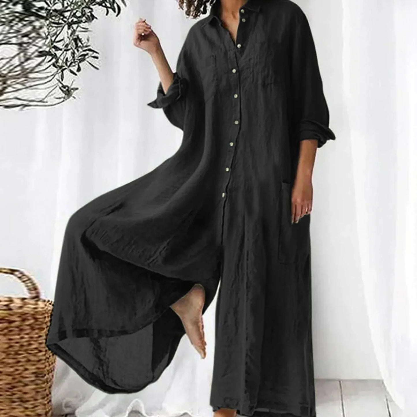 Linnen dames jumpsuit oversized stijlvol comfortabel – Rulani
