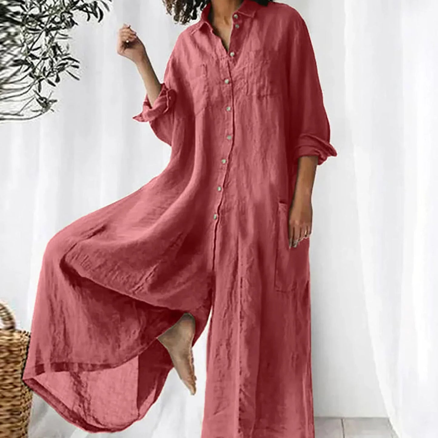 Linnen dames jumpsuit oversized stijlvol comfortabel – Rulani