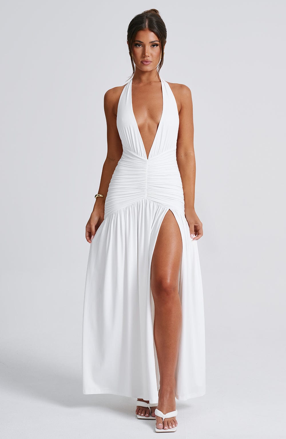 Elegante halter maxi-jurk met split voor dames – Selva