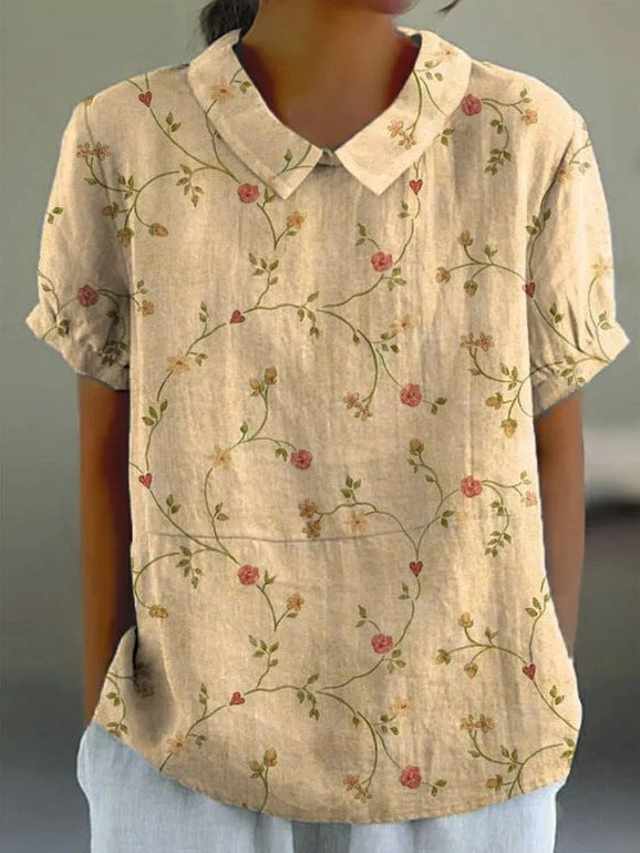 Linnen Blouse Dames Bloemenprint Zomer Casual – Jane