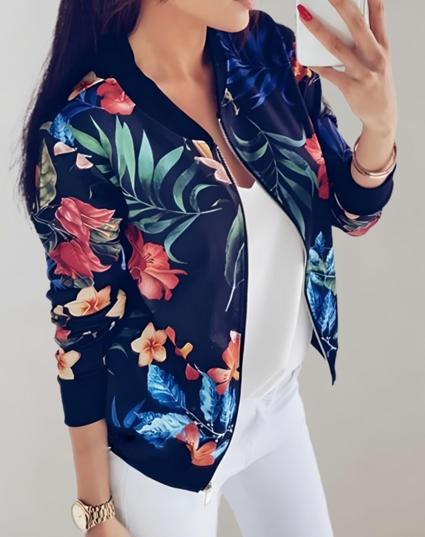 Bloemen bomberjack voor dames met een speelse flair – Mila