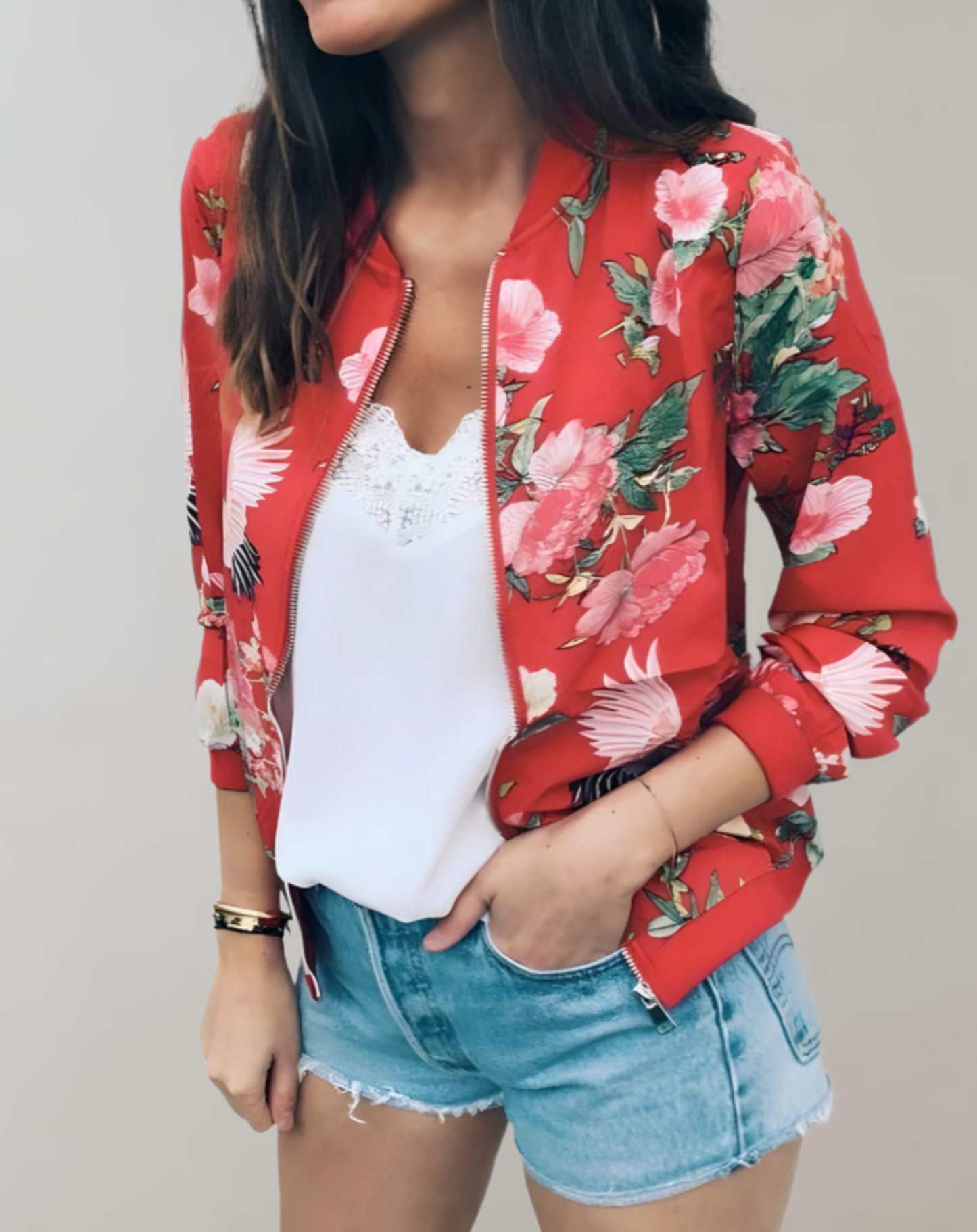 Bloemen bomberjack voor dames met een speelse flair – Mila