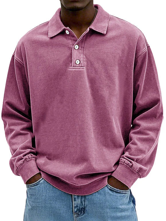 Heren polo lange mouw katoen casual stijl – Virellon