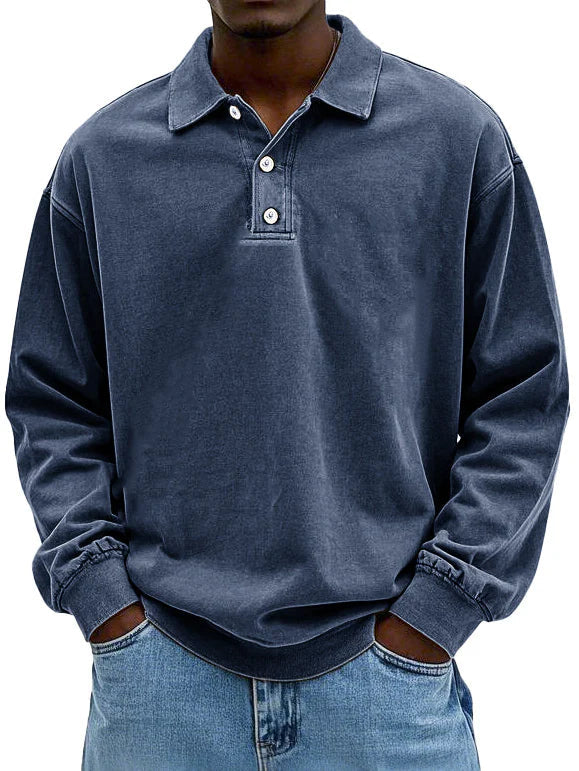 Heren polo lange mouw katoen casual stijl – Virellon