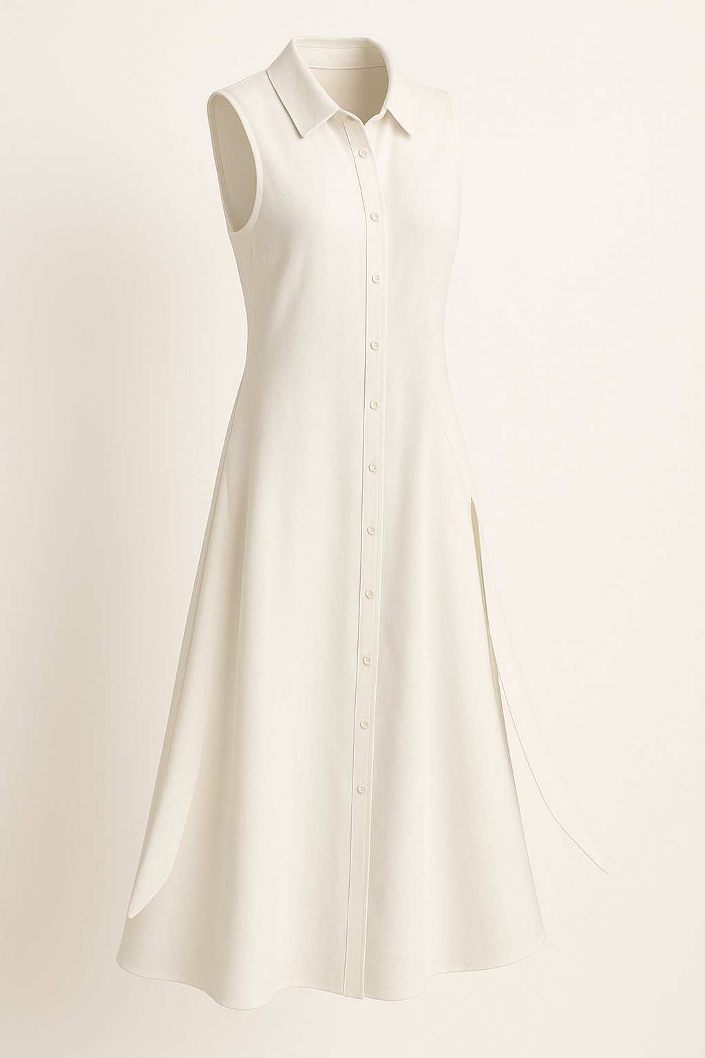 Shirt-style midi-jurk met strik in taille – Sophie