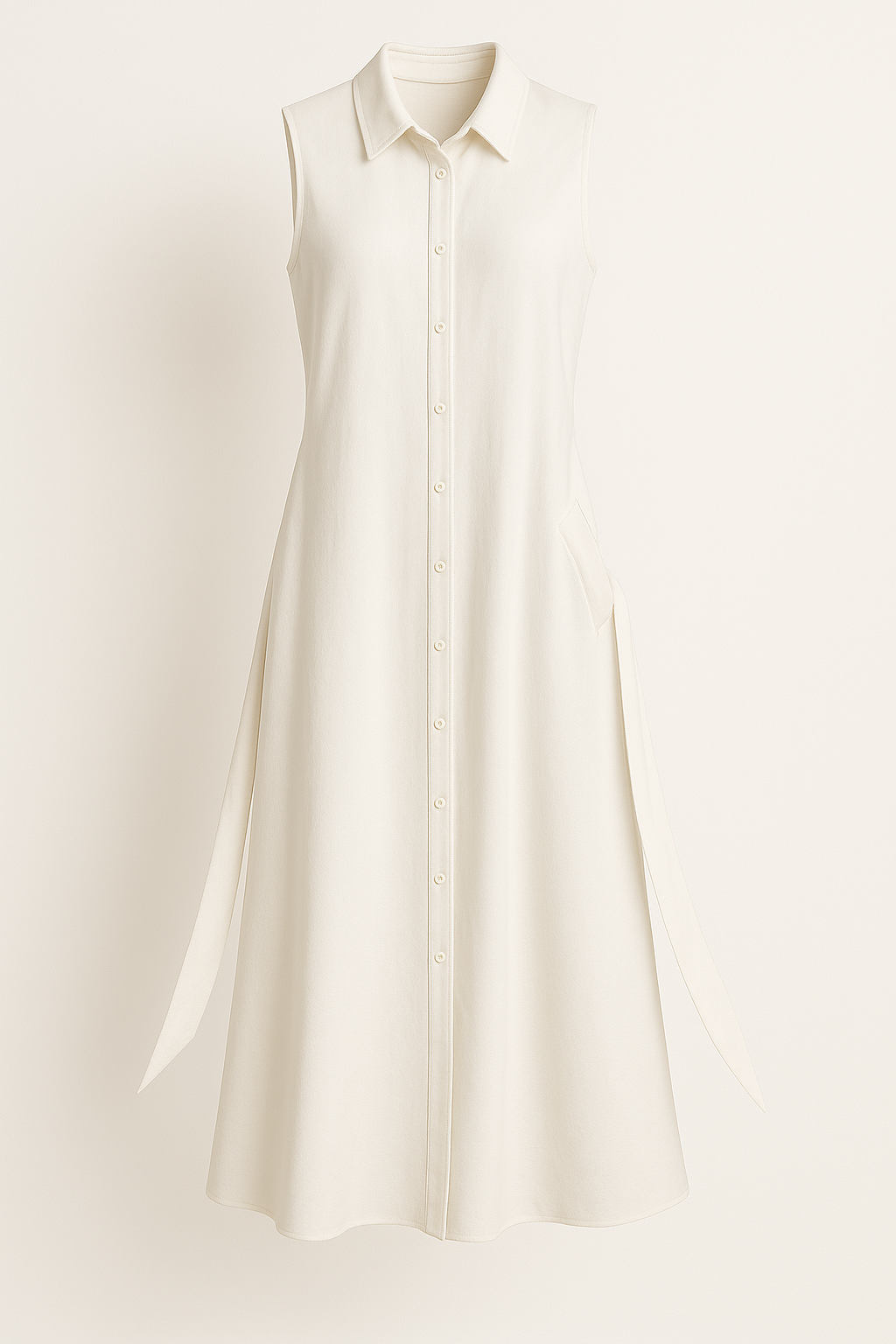 Shirt-style midi-jurk met strik in taille – Sophie