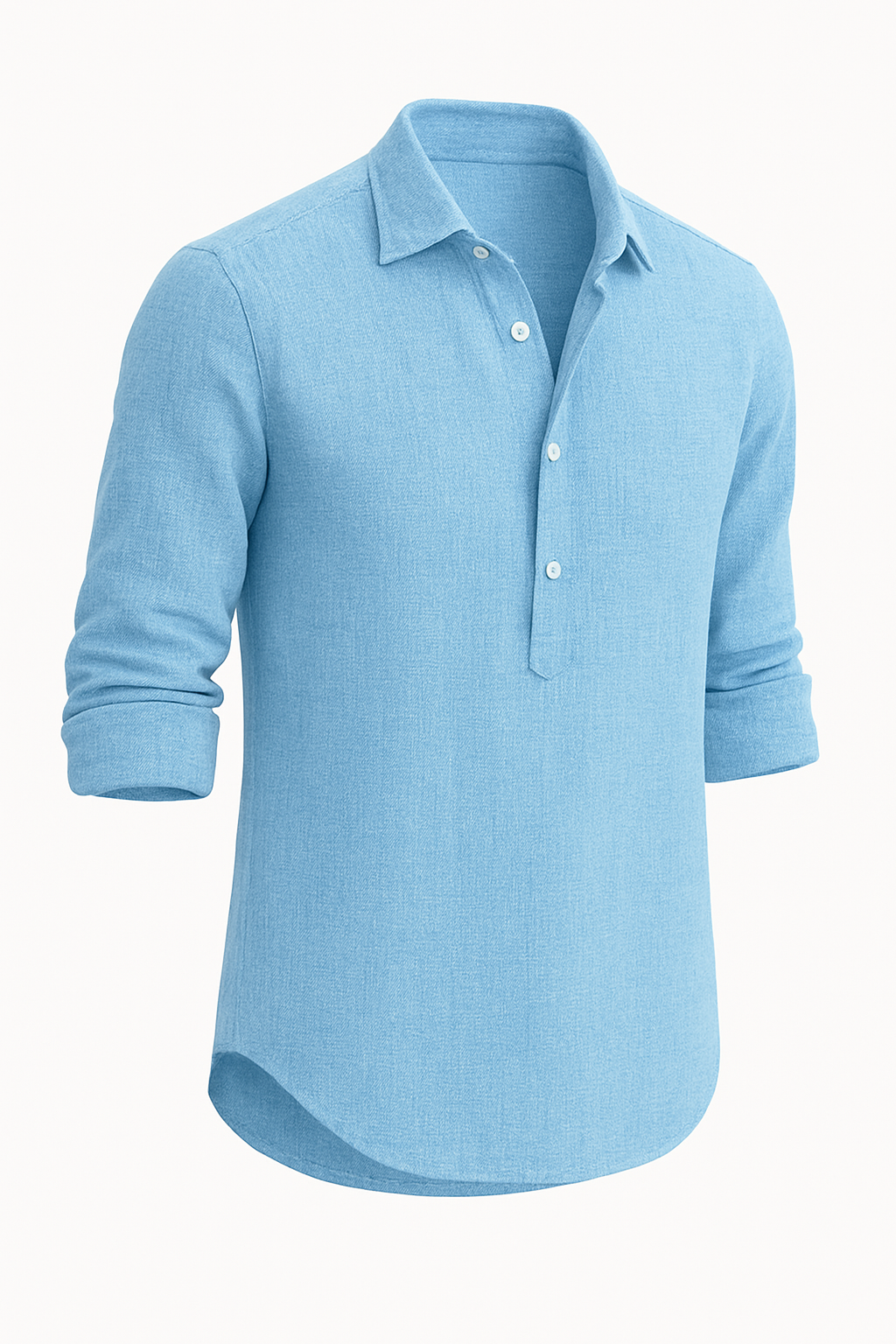 Licht herenoverhemd met open kraag en elegante snit – Valenzo