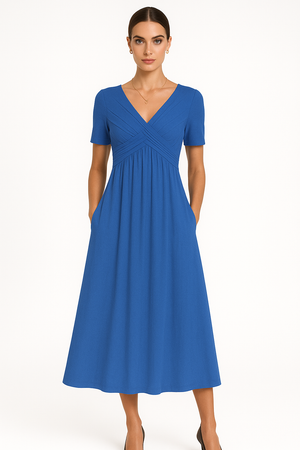 Elegante V-Hals Jurk met Buikbedekking – Adrianna