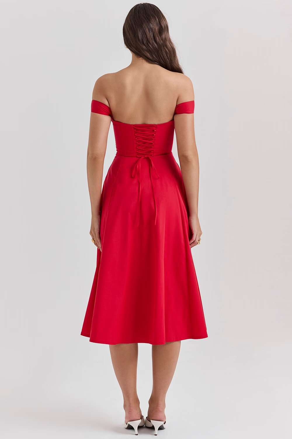 Bloemen midi jurk met corset en split dames – Loretta