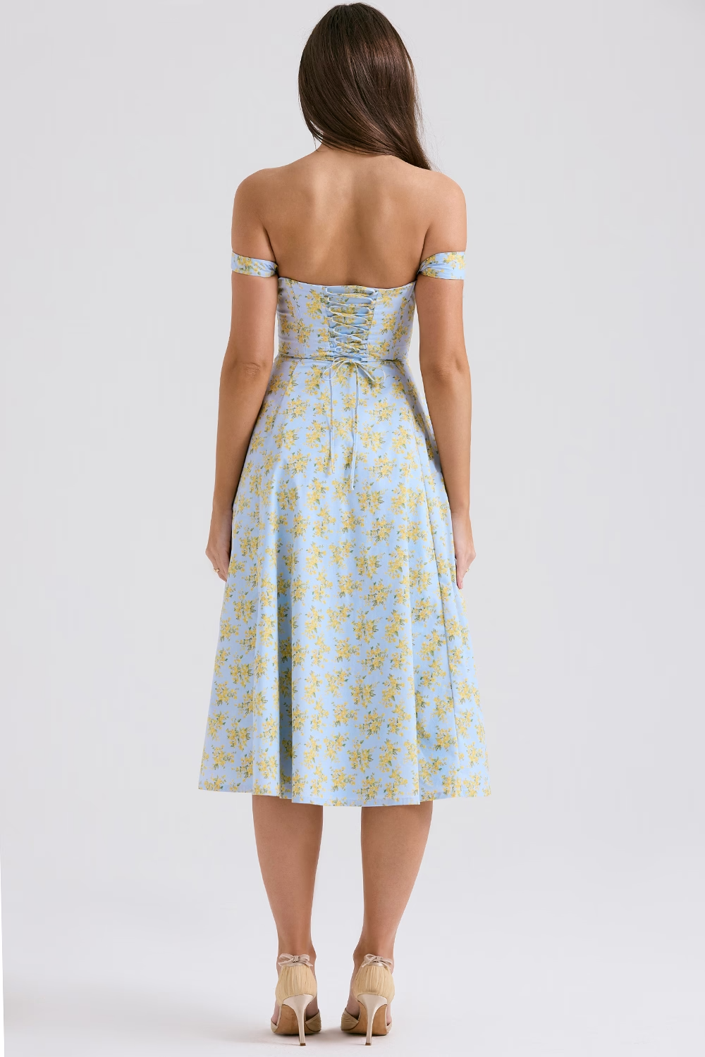 Bloemen midi jurk met corset en split dames – Loretta