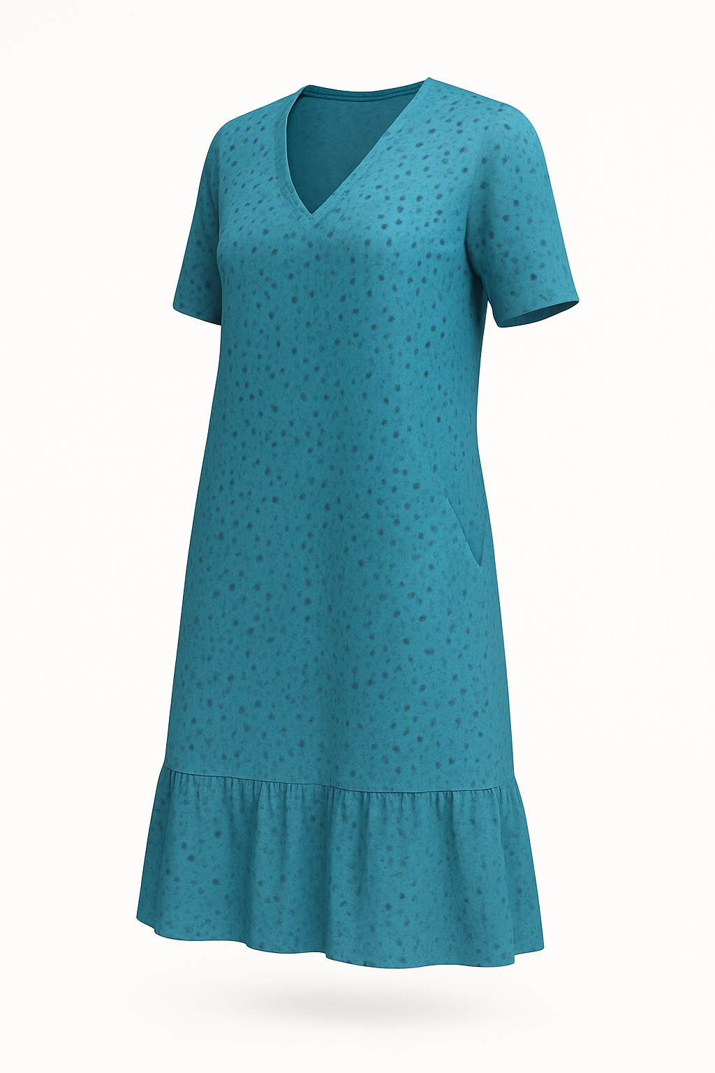 Midi-jurk met levendige print en V-hals – Hilary