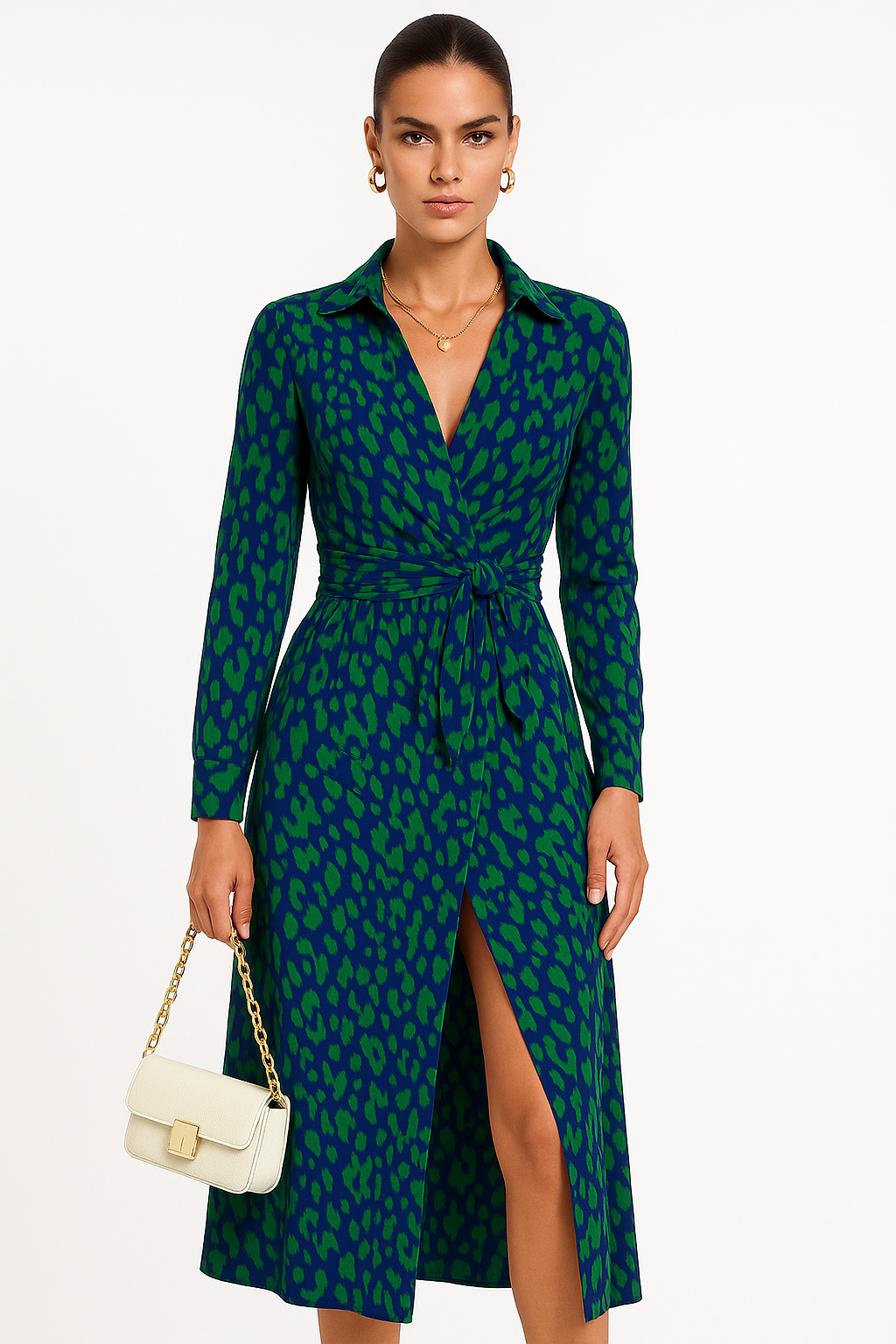 Elegante Jurk met Tailleceintuur en Print – Maëlys