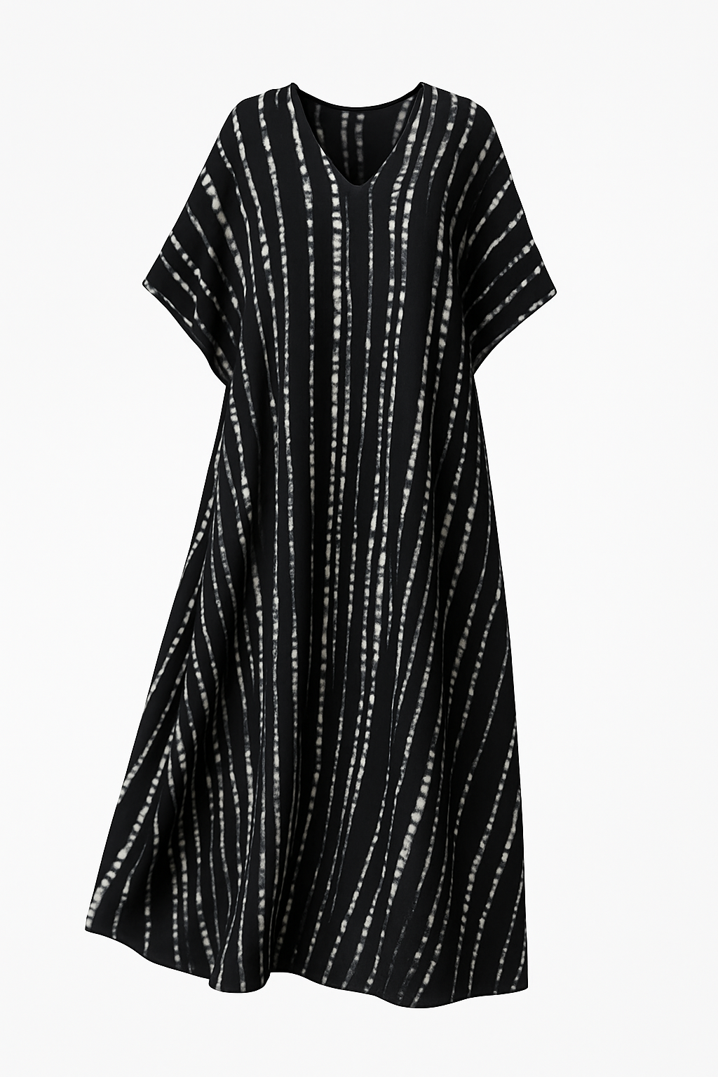 Donkerblauwe Kaftan Jurk met Witte Print – Salivra