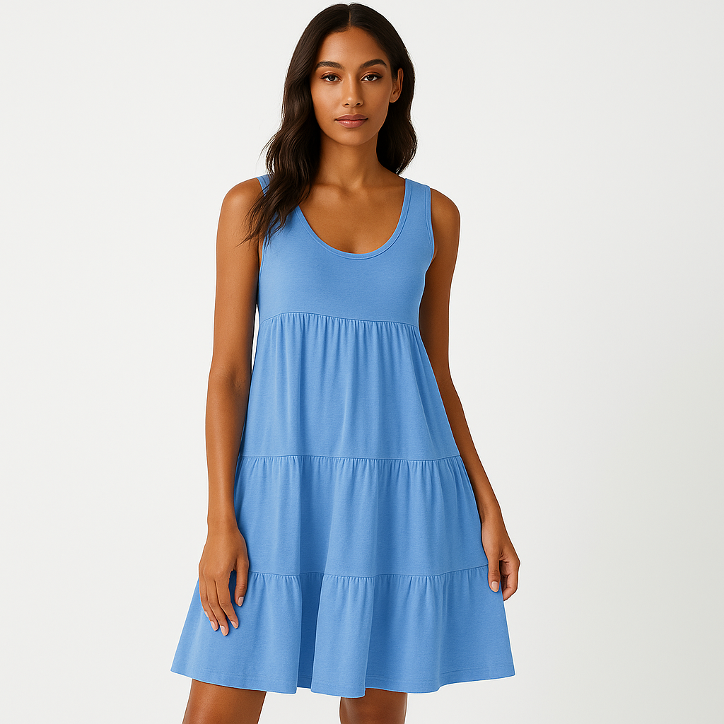Boho mouwloze mini-jurk met ruches – Eliza