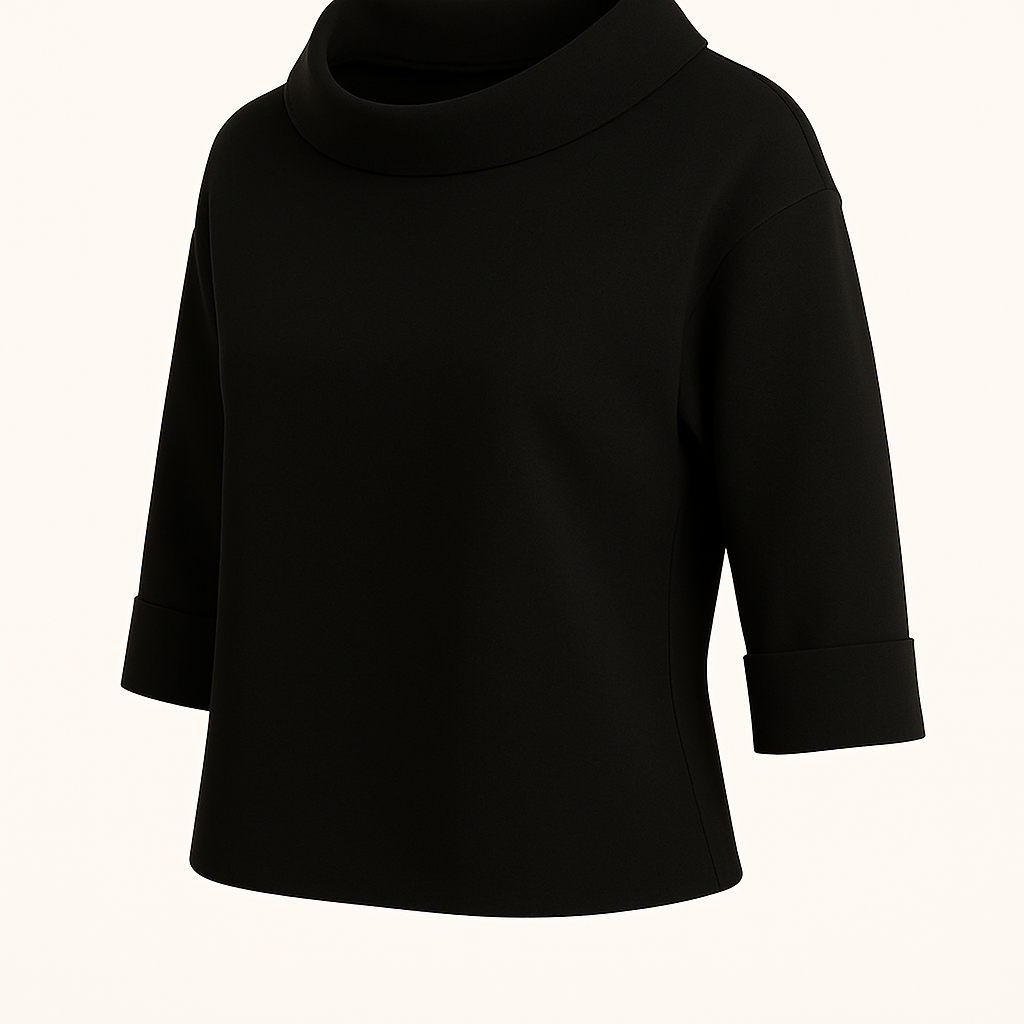 Casual top met effen revers en 3/4-mouwen – Miriam