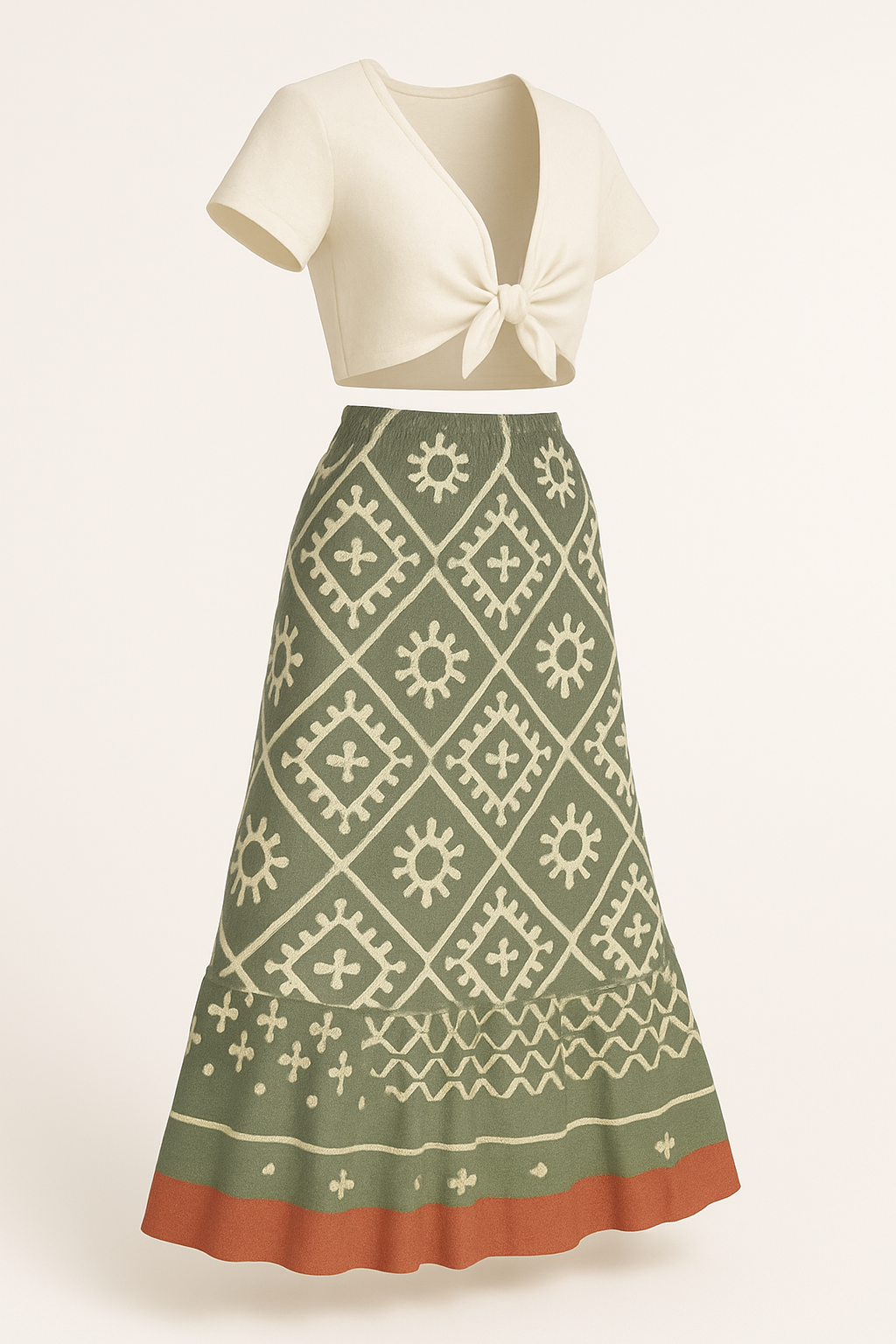 Boho damesrok met print en verstelbare taille – Cassey