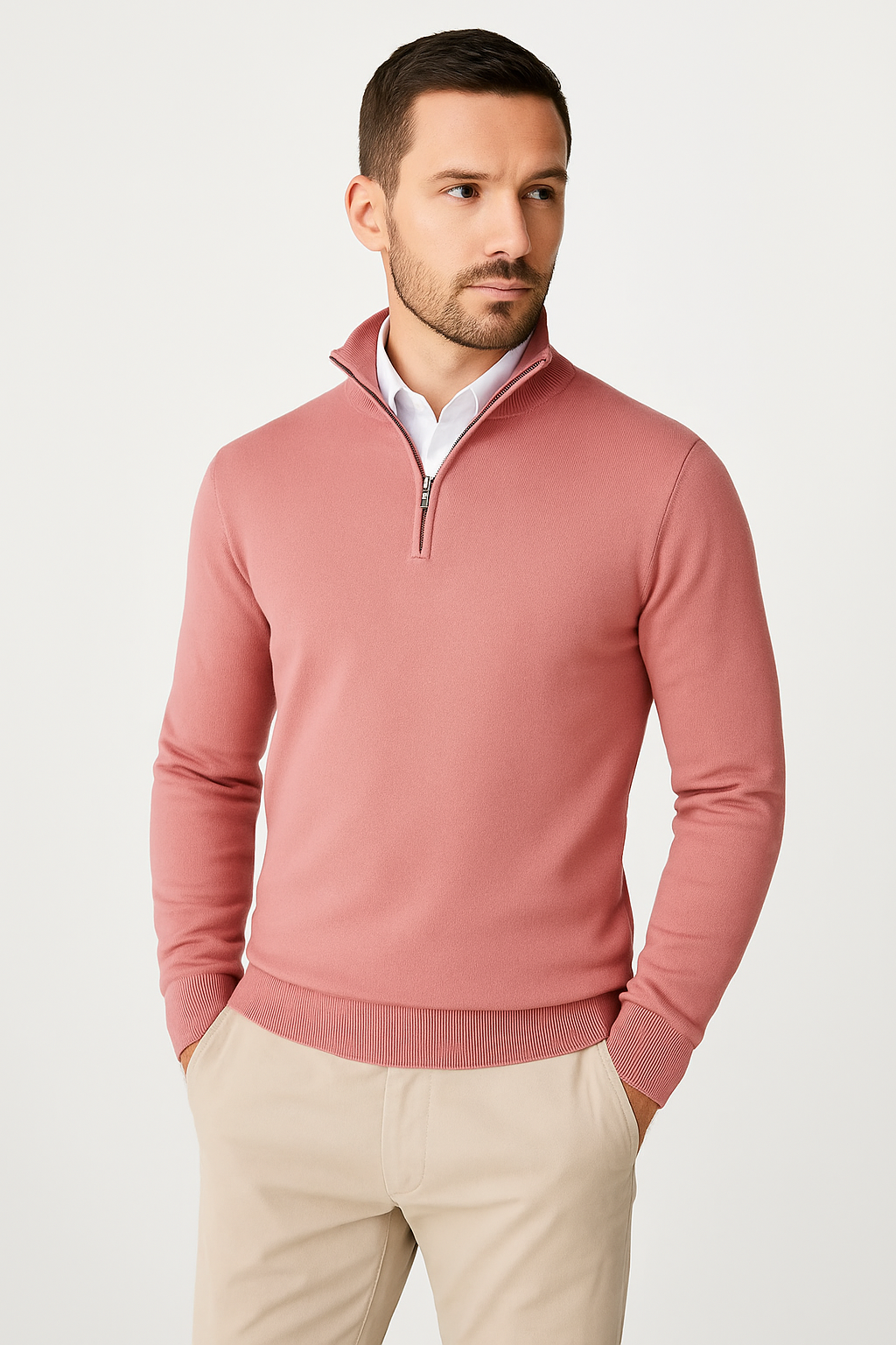 Merino herentrui met halve rits en comfort – Peter