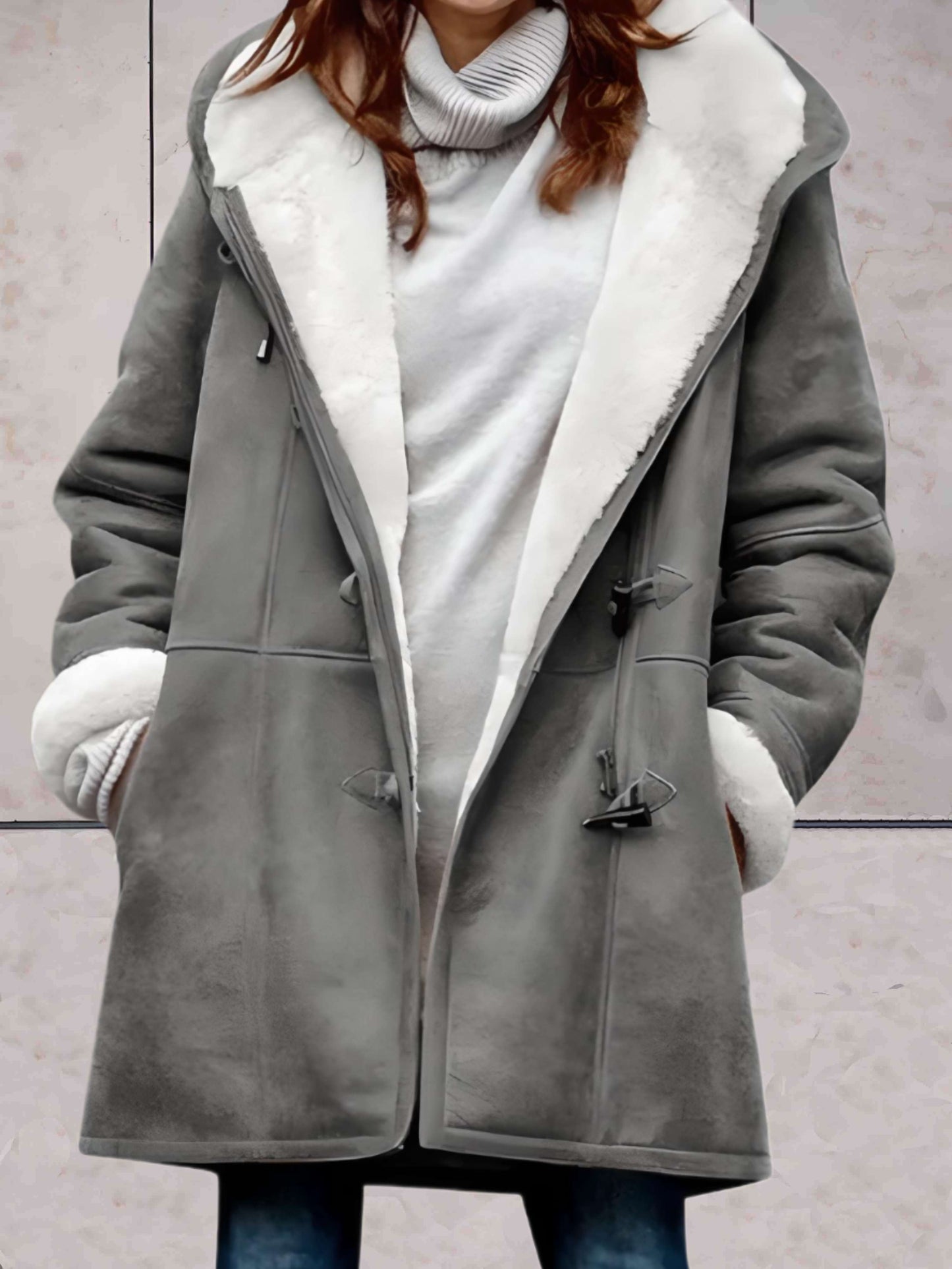 Warme Suède Imitatie Winterjas met Fleece Voering – Lisa