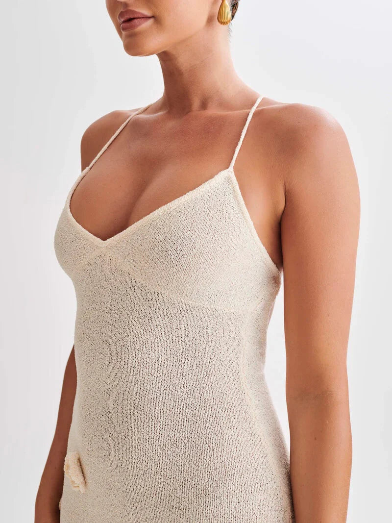 Gebreide maxi zomerjurk met open rug dames – Livia