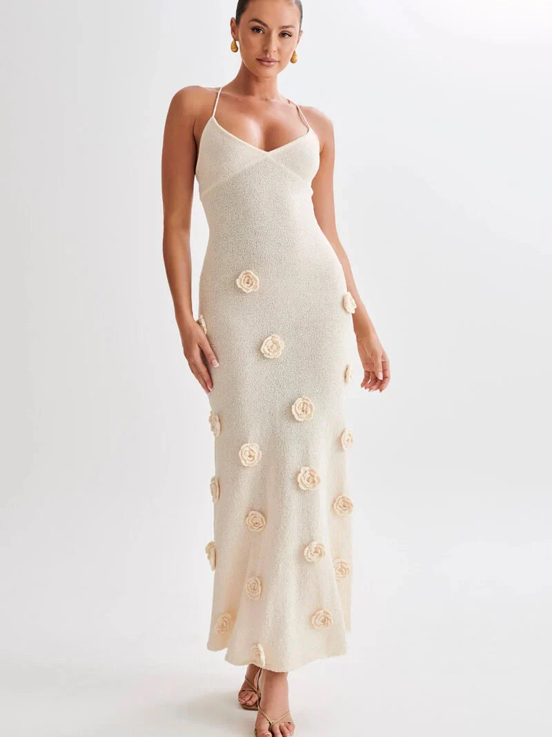 Gebreide maxi zomerjurk met open rug dames – Livia