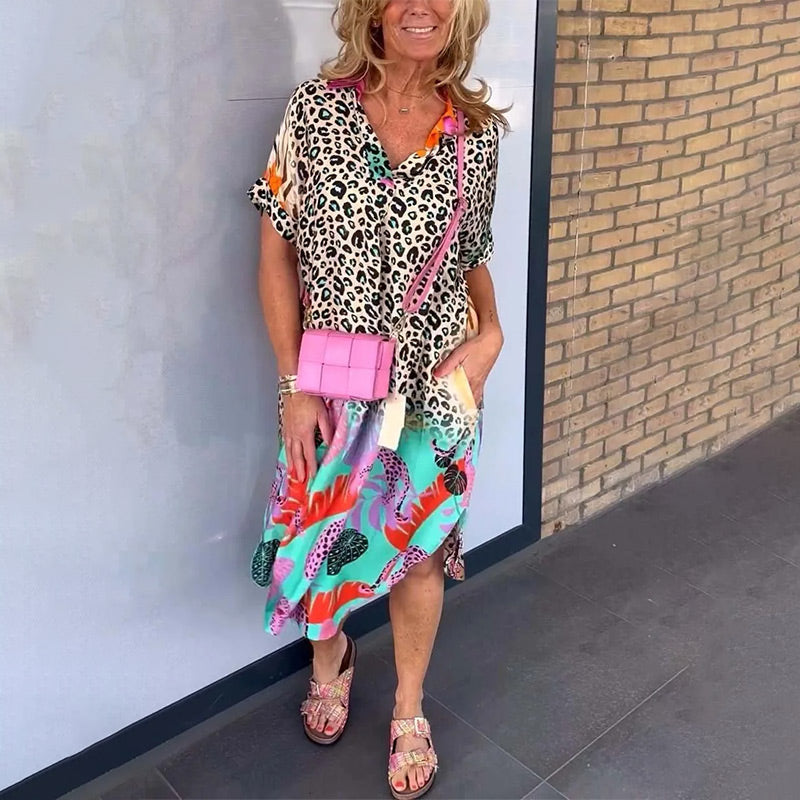 Luchtige maxi-jurk met V-hals en print – Valeria