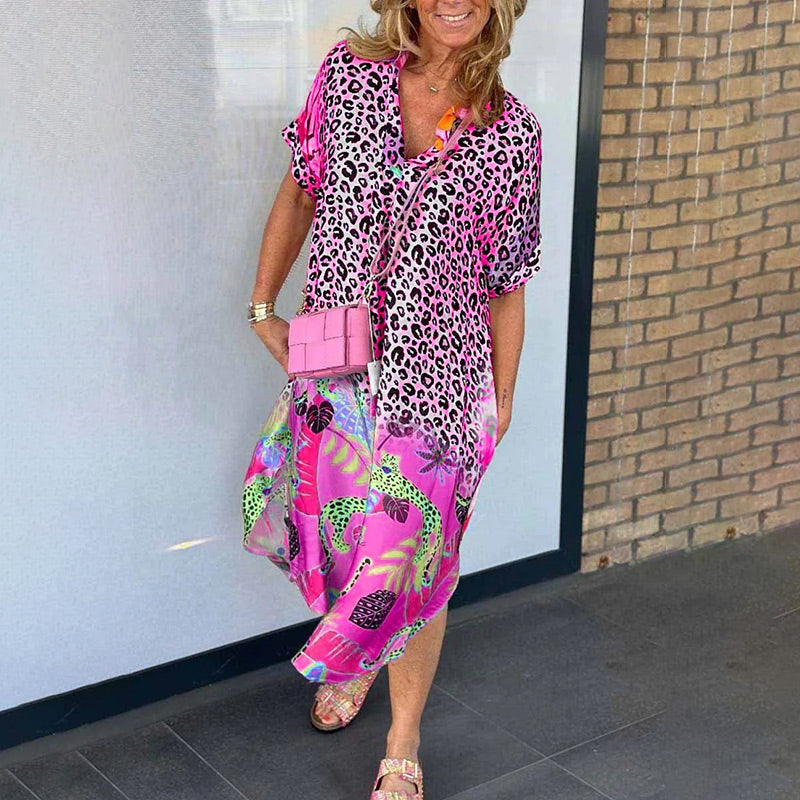 Luchtige maxi-jurk met V-hals en print – Valeria
