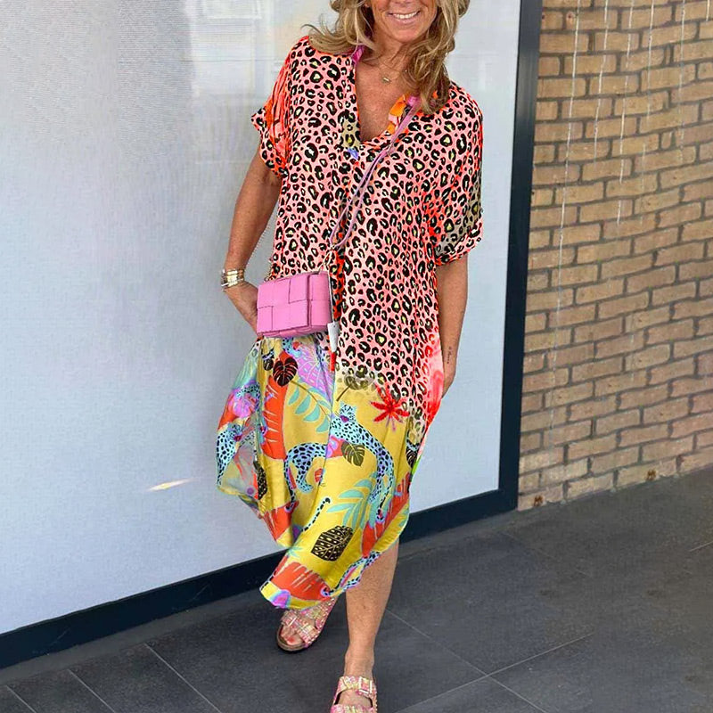 Luchtige maxi-jurk met V-hals en print – Valeria
