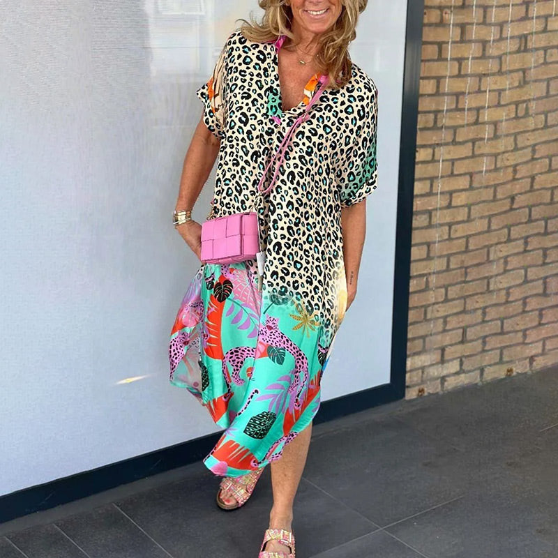 Luchtige maxi-jurk met V-hals en print – Valeria