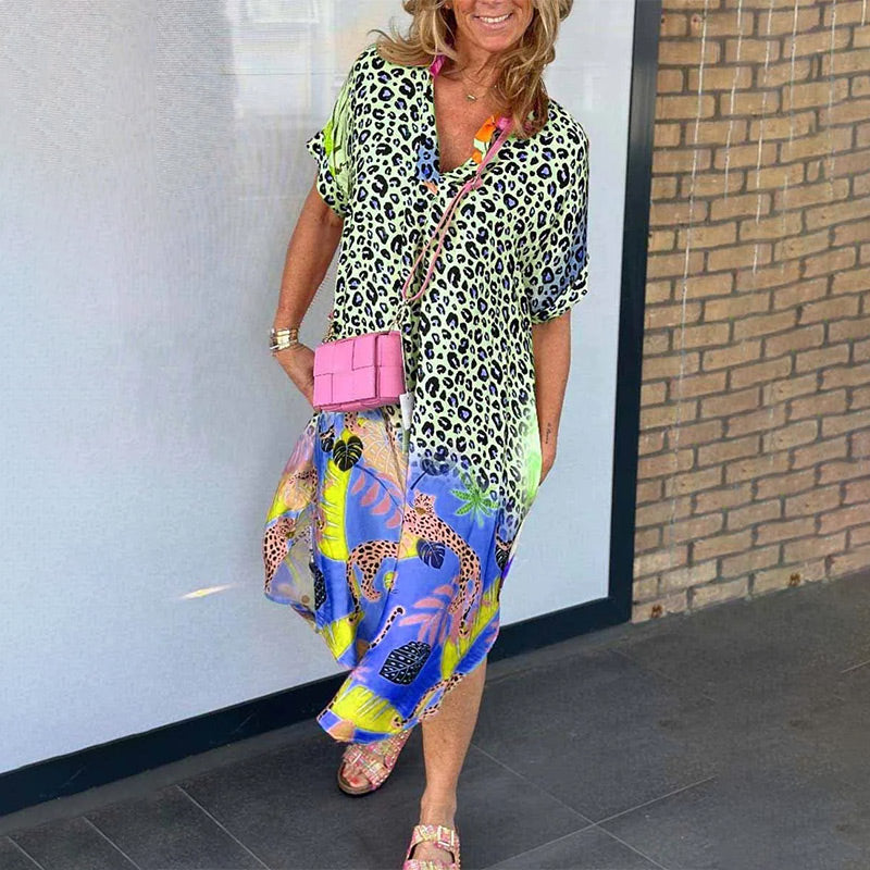 Luchtige maxi-jurk met V-hals en print – Valeria