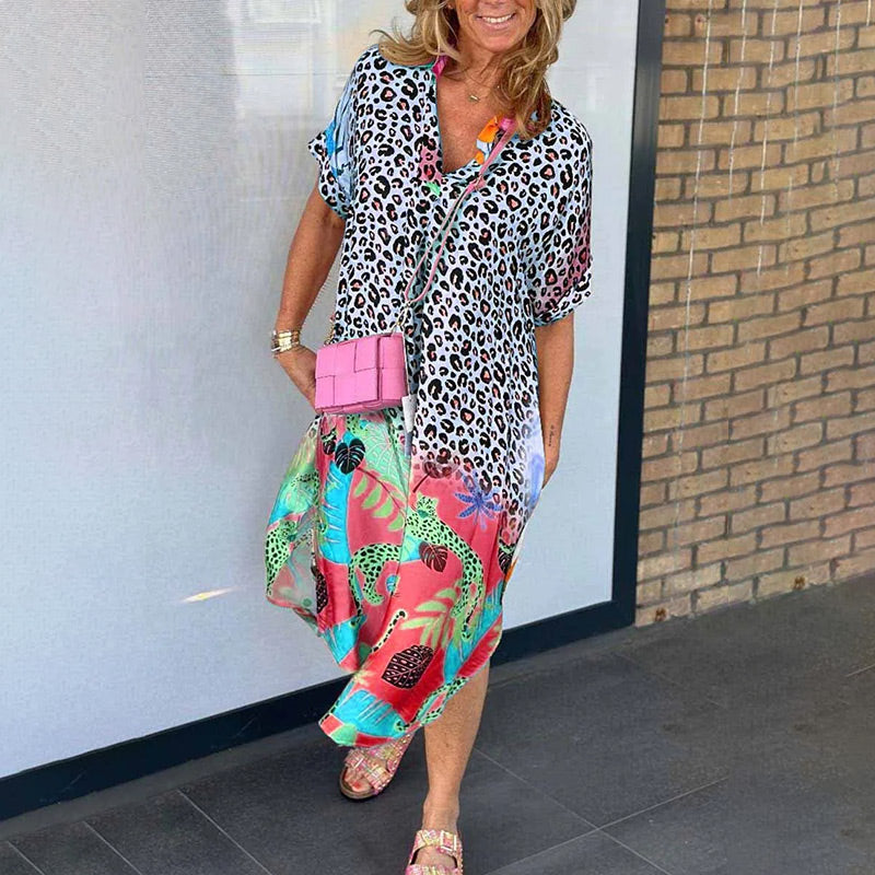 Luchtige maxi-jurk met V-hals en print – Valeria