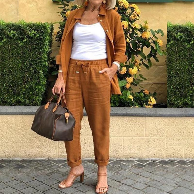 Linnen katoen dames set casual comfortabel chic – Avina