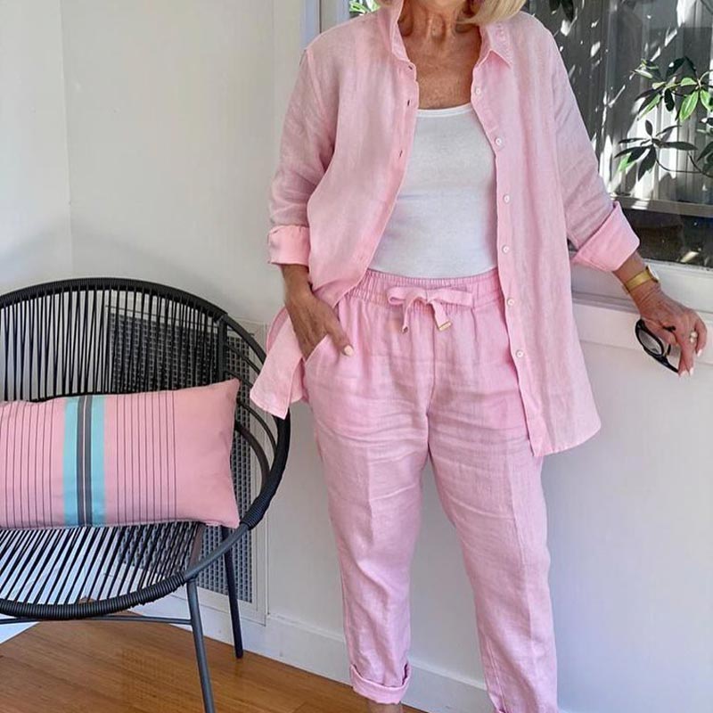 Linnen katoen dames set casual comfortabel chic – Avina
