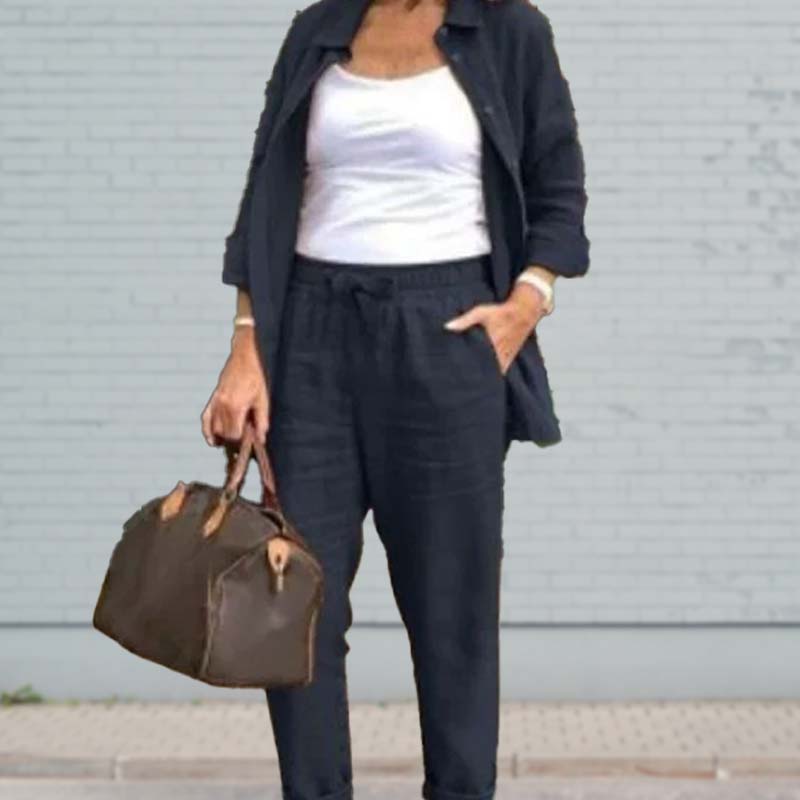 Linnen katoen dames set casual comfortabel chic – Avina