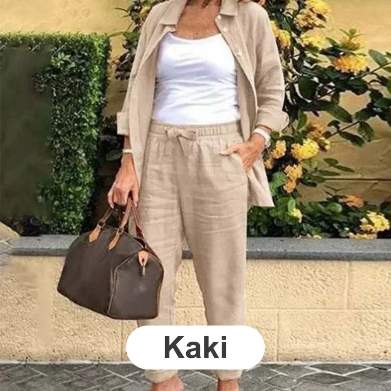 Linnen katoen dames set casual comfortabel chic – Avina