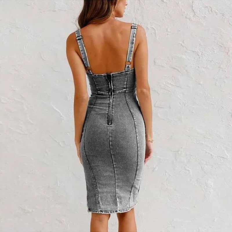 Denim zomerjurk met verstelbare bandjes – Lianne