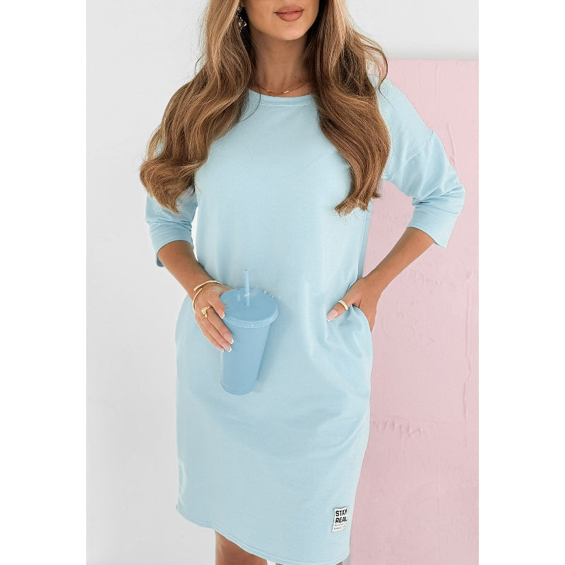 Midi-jurk met zakken en 3/4 mouwen – Fiore