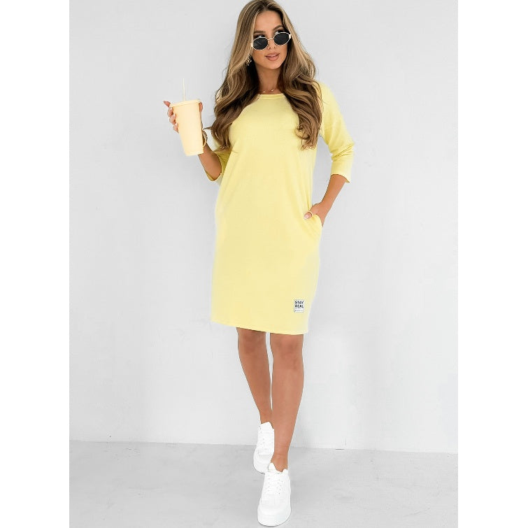 Midi-jurk met zakken en 3/4 mouwen – Fiore