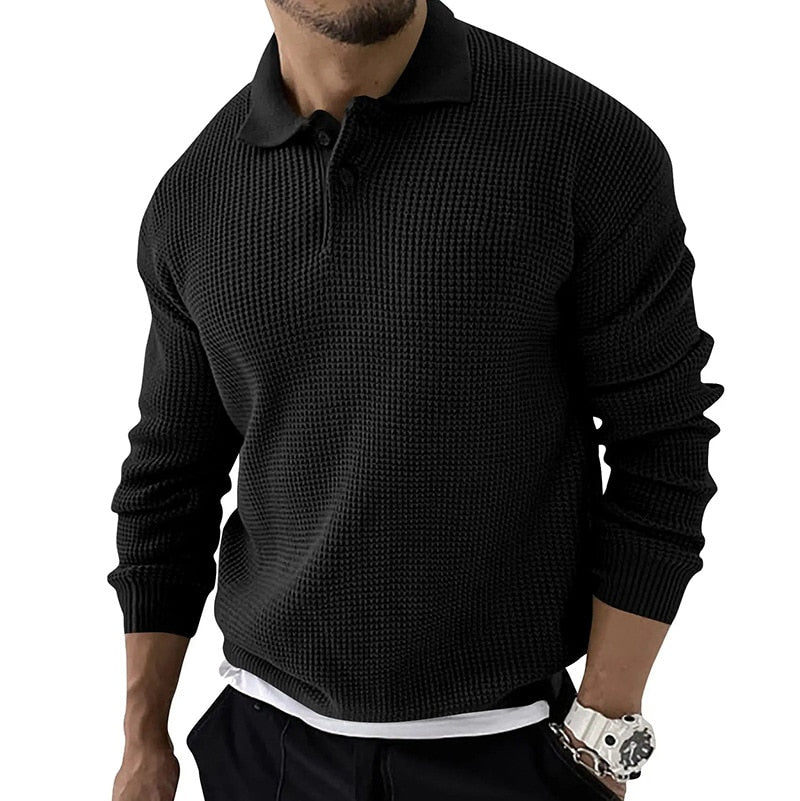 Luxe premium polo met lange mouwen voor heren – Enzo