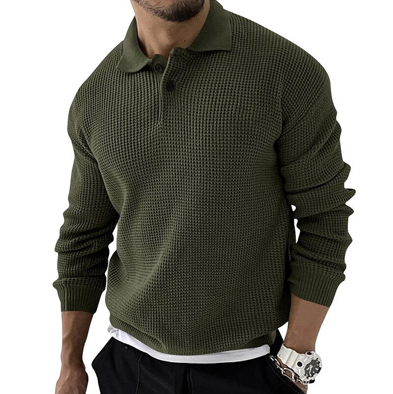 Luxe premium polo met lange mouwen voor heren – Enzo