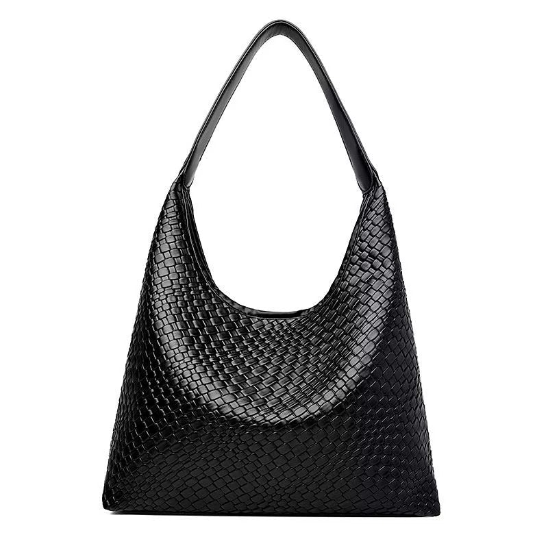Gevlochten vegan tote bag met pouch voor dames – Alvaya