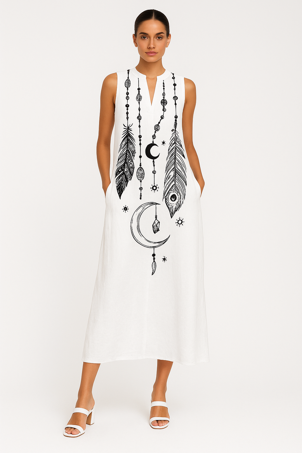 Turquoise damesjurk met glanseffect en taillering – Carolin