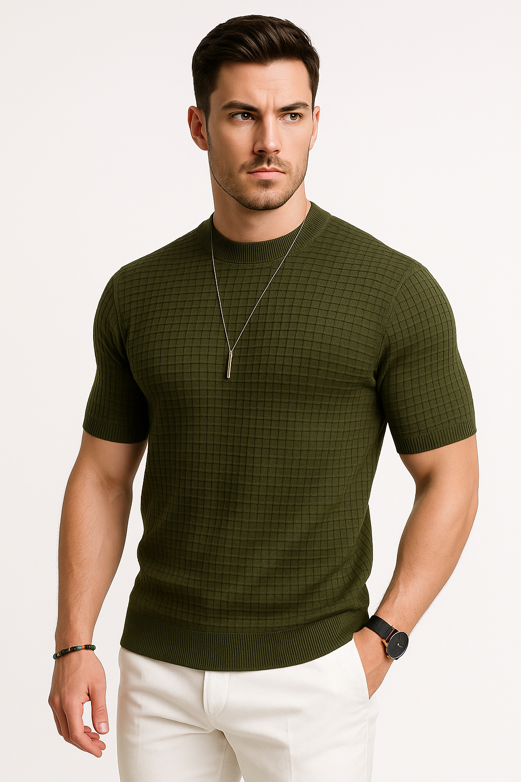 Casual heren T-shirt – ademend met wafelstructuur – Diederik