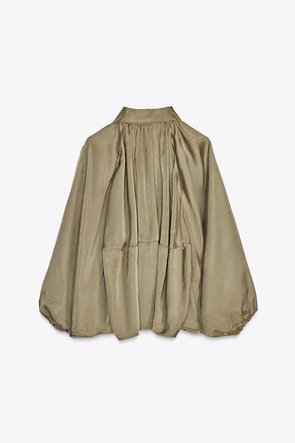 Oversized damesjas met plooien en ballonmouwen – Elise