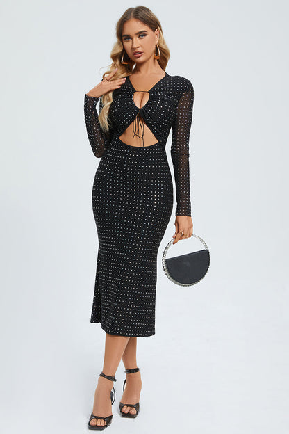 Maxi avondjurk met cut-outs en glinsterdetails – Ayleen