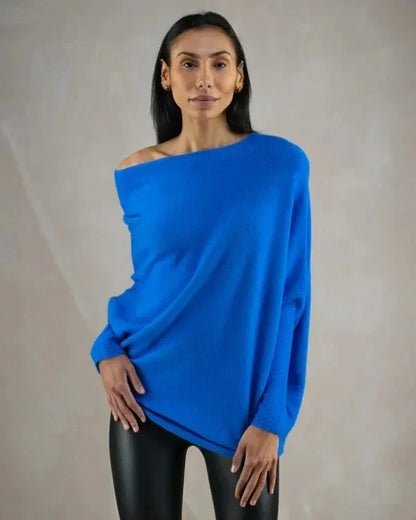 Gedrapeerde asymmetrische damestrui met casual pasvorm – Livia