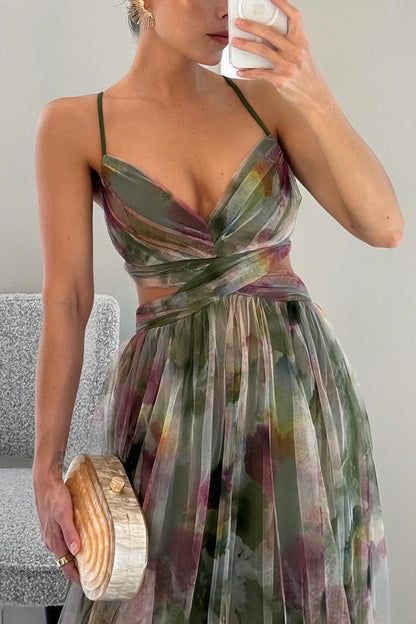 Maxi damesjurk met bloemenprint en open rug – Giselle