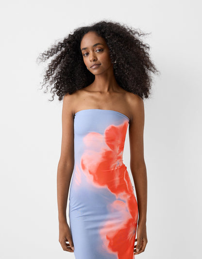 Strapless zomerjurk met corset en chiffon look – Avelyn